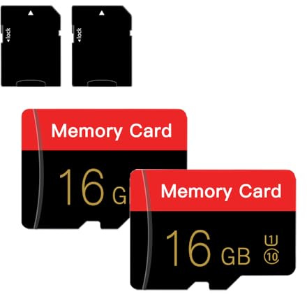 2 Stück Micro Speicherkarte 16 GB mit Adapter, C10/U1/UHS-I/A1, TransFlash Karte, TF Karte für Tablet/Smartphone/drucker/Personal Computer/Spielekonsole/Kamera (Rot 16GB*2)