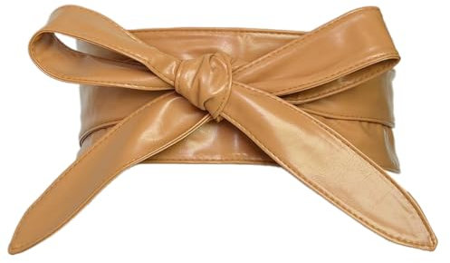 Whakano PU Leder Taillengürtel Damen,Länge Taille Band,Bandgürtel Schärpe Kleid Gürtel,Gürtel zum Schnüren Hüftgürtel PU Leder Bindegürtel,Breit Gürtel für Hochzeit Abschlussball,Braun