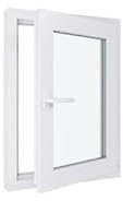 Finestra in PVC, con triplo vetro, tirando destro, bianco, 600 x 800 mm