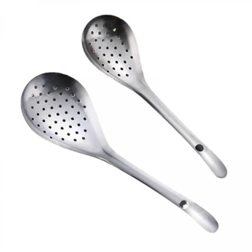 LOVIVER 2x 2x Schiumarola in Acciaio Inox Cucchiaio Forato Colino Da Cucina Mestolo Cucchiaio Scolapasta per Cucinare Patatine Fritte