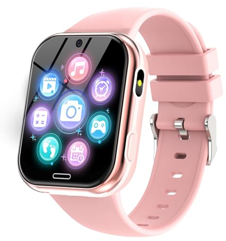 Smartwatch per Bambini, Orologio Intelligente per Ragazza e Ragazzo con 19 Giochi, Impostazioni Genitori, Contapassi, Musica Modalità Scuola, Musica MP3, Kids Smart Watch per Bimbi 4-10 Regalo, Rosa