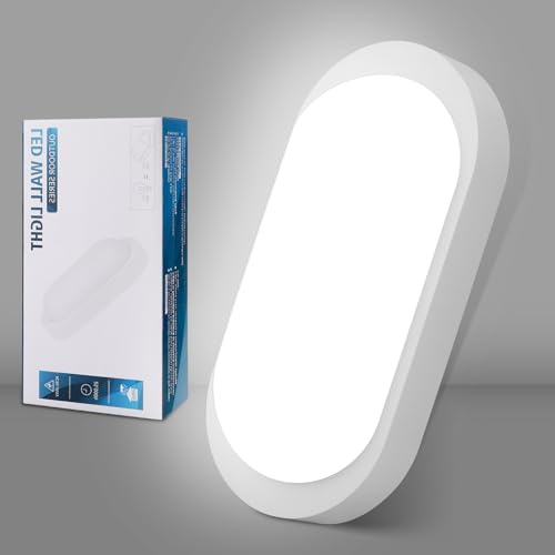 GOOSKI Kellerlampe LED Deckenleuchte 18W 1800LM, IP65 Feuchtraumleuchte, Wandleuchte LED Lampe Ovalleuchte Neutralweiß 4000K, Kellerleuchte für Flur Keller Badzimmer Garten Garage Balkon