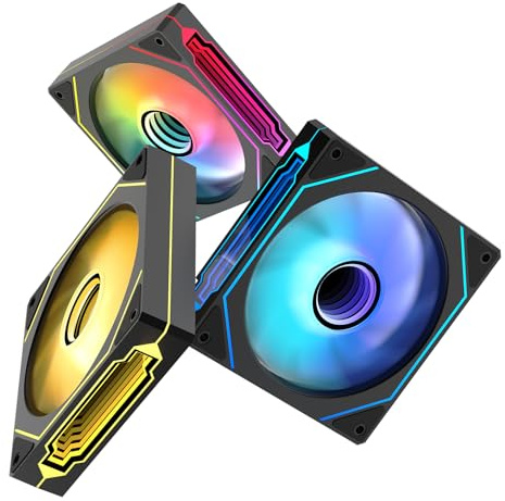 Jungle Leopard Prism4PRO-X3 RGB PC Fan 120 mm Pack of 3 Case Fans [Infinite Mirror] [HDB] 58.36CFM/1600RPM 5V3PIN ARGB and 12V4PIN PWM Fan (Black, 3X4PRO)