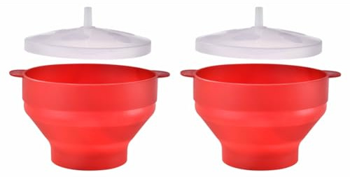 Wrtysully Recipiente de Silicona Plegable para Palomitas de Maíz con Tapa, Reutilizable, Apto para Horno, Ideal para Entretenimiento en el Hogar, Palomitero de Silicona
