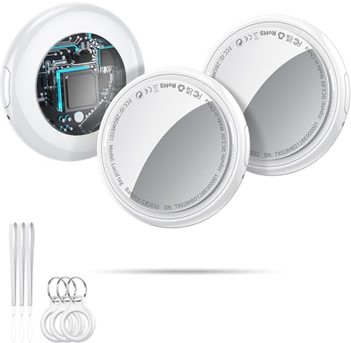 Smart Air Tracker Tags, Schlüsselfinde Kompatibel mit Apple Wo ist APP (iOS NUR, Android Not Supported), Bluetooth Tracker für Gepäck/Taschen, Air Tags Austauschbare Batterien. Reinweiß (3 Pack)