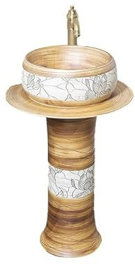 CAFIEDR Lavabos de Pedestal Lavabo de Columna de cerámica Lavabo de pie Lavabo de Pedestal para baño Balcón