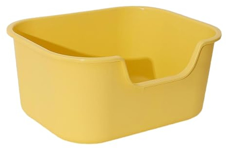ter trlitay ， Kattsandsbassäng med öppen topp for husdjurssand med höga sidor Slitstark stänksäker kattsandstrå for alla typer av kattsand,(Yellow)