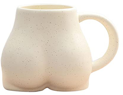 Kodxylytix Tazza da caffè in ceramica da 300 ml, a forma di culo a forma di cuore, idea regalo, decorazione nordica, giallo, 12 x 9 x 6 cm