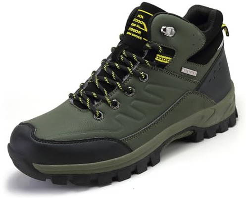 100junzidao Waterproof Hiking Boots for Couples Large Sizes Lightweight Trekking Walking Shoes Suitable for Spring Autumn Green 6