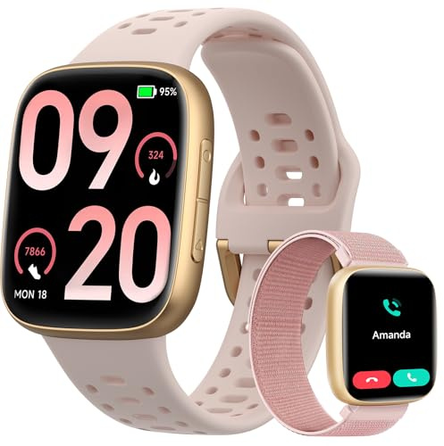 Smart Watches for Women Android iPhone (2 Bands), [1.85 AMOLED Screen] Smartwatch Fitness Tracker 3ATM Waterproof with Bluetooth Calls, AI Control, Heart Rate/SpO2/Sleep Monitor, 7 Days Battery