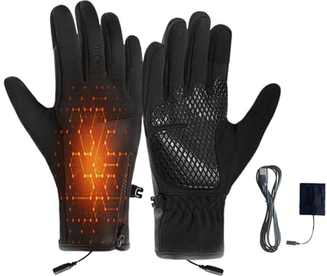 Quorvex Guantes Calefactables Recargables | Recargables Polar Táctil Antideslizante,Guantes Eléctricos USB con Calefacción para Ciclismo - para Esquí Snowboard Deportes de Nieve Conducción Senderismo