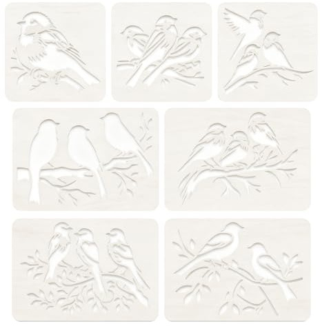 VBSYUYQ 7 Pack Bird Pattern PET Painting Stencil Templates