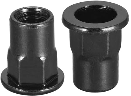 TA-VIGOR M8 Rivet Nuts Carbon Steel Zinc-Plated Flat Head Rivnut 20pc | Half Hex Body Knurled Threaded Insert Nutserts Kit for Metal Plastic, Wood in Automotive, Electrical, Furniture