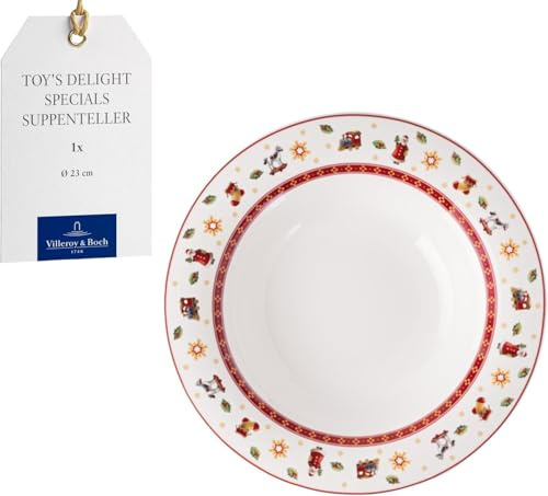 Villeroy & Boch – Toy's Delight Specials plato hondo, plato sopero para sopa, ensaladas, pasta o nudels, porcelana, vajilla navideña, 23 cm Ø, apto para lavavajillas y microondas (Paquete de 6)
