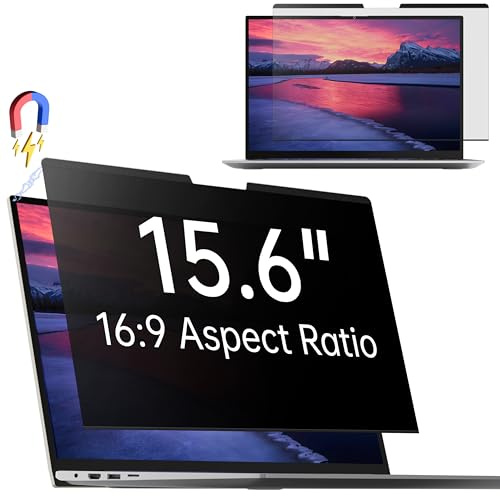 Filtre de Confidentialité Magnétique 15.6 Pouces 16:9 pour Ordinateur Portable - Amovible Protection D'écran Anti Lumiere Bleue - Compatible avec Dell/ASUS/HP/Acer/Lenovo/Thinkpad/Samsung/Sony