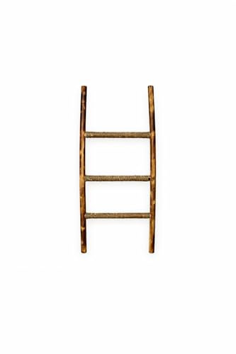 Toallero Pie Escalera Decorativa de Madera, Estilo Vintage/Rustico para el Hogar (3 peldaños)