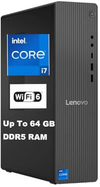 Lenovo IdeaCentre 8L SFF Tower Desktop Computer, Intel Core i7-14700 (20 Cores, 33MB Cache, Up to 5.3GHz), 32GB DDR5 RAM, 1TB SSD, Wi-Fi 6 & Bluetooth 5.2, Intel UHD Graphics 770, Wired KB & Mouse