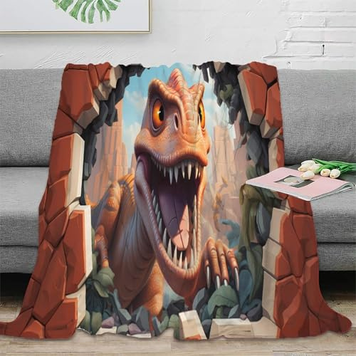 NAOFEKUID Dinosaurio Impactante Manta 3D Impresa Microfibra Suave Adultos Jóvenes Decoración Hogar Manta Dinosaurio Sofá Dormitorio 50x60(127x152cm)