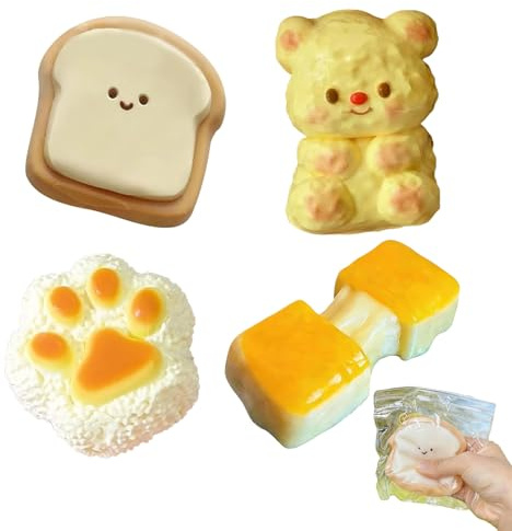 Afufu Mochi Squishy Leksaker Kawaii Squishies 4-pack, Antistressleksaker för Barn 4-12 År, Födelsedagspresent Flickor Tjejer Adventskalender Festdetaljer