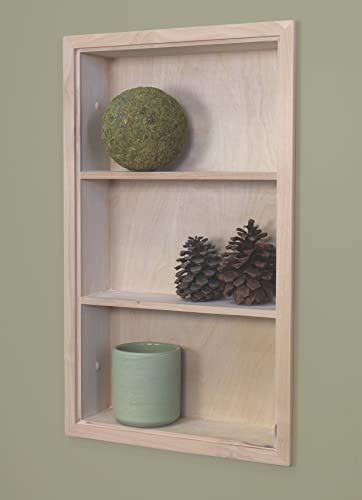 14x24 Sloane Recessed Wall Niche Medicine Cabinet Replacement, In the Wall Bathroom Cabinet Insert Shelf/Shelves, Made in North America, REAL WOOD, NO MDF, Unfinished Plain Back
