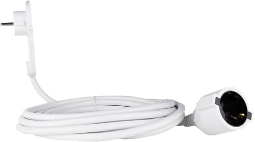 REV Verlängerungskabel 10m - Verlängerung mit Flachstecker 8mm, 3680W, weiß