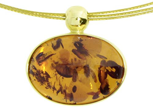 Halsreif mit Anhänger - Gleiter-Classic 18x13 mm - Gold 333/000 - Bernstein