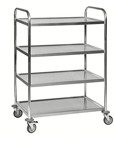 Edelstahl-Servierwagen mit 4 Böden 910 x 590 x 1260 mm, Traglast: 100 kg, C2