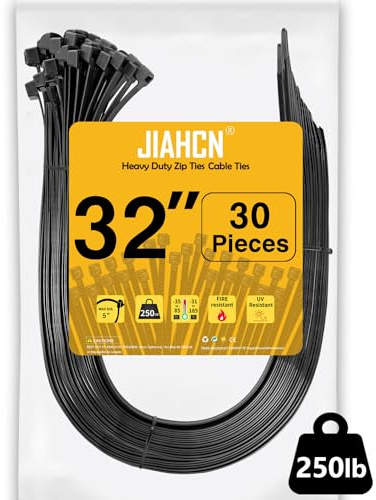 Kabelbinder Schwarz 800mm Kabelbinder Lang, Groß Schwarz Extra Stark Kabel binder UV Beständig, 80cm x 12,4mm Breit, Großer Kabel binder für Kabelmanagement, 30 Stück