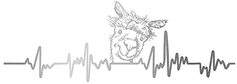 Aufkleber Herzschlag Tiere Breite 27cm Lifeline Heartbeat Deko Sticker Selbstklebend für Auto Kühlschrank Laptop Autoaufkleber K150 (Silber, 02 Alpaka)