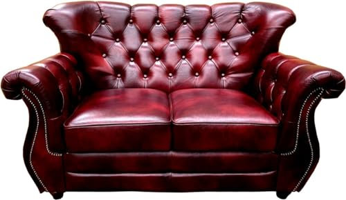 Casa Padrino Luxus Chesterfield Leder 2er Sofa Bordeauxrot - Echtleder Wohnzimmer Sofa - Chesterfield Wohnzimmer Möbel