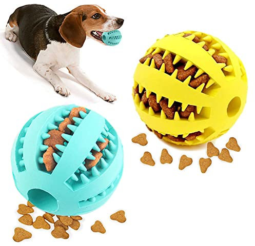 OUOQI 2 Stück Hunde Ball Klein,Hundespielzeug Ball,Hunde Zahnpflege Ball,Ball Fuer Hunde Hundespielzeug Ball Unzerstoerbar,aus Naturgummi Hunde Spiel Ball,Hundespielzeug kleine Hunde(5cm)