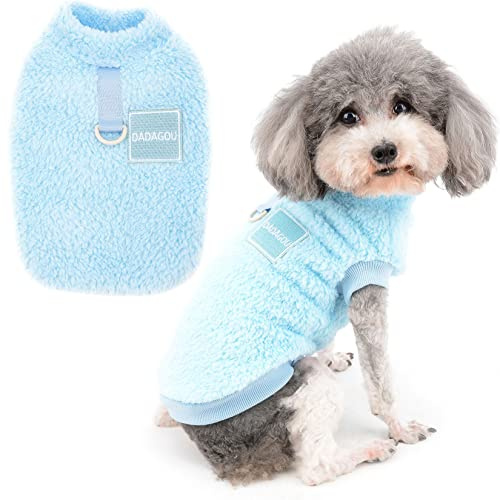 Zunea Fleece Dog Jumpers Winter Warm Sweater Coats for Small Dogs Blue S | Soft Warm Fuzzy Fabric, with D-Ring, Pullover Design, Cold Weather, Winter Fall Vest, Daily Wear, for Puppy Chihuahua Yorkie