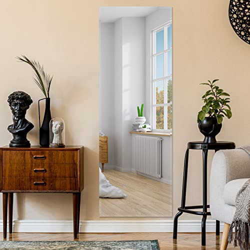 RELAX4LIFE Espejo Cuerpo Entero Pared 110x38cm, Espejo Rectangular sin Marco de Cristal Antiexplosión para Dormitorio, Salón y Recibidor, Montaje Vertical y Horizontal, Espelho Corpo Inteiro
