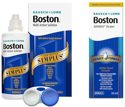 Boston Simplus Multi-Action Solution, 120ml Contact Lens Solution for Rigid Gas Permeable Contact Lenses & Advance Cleaner, Leaves Lenses Clean, 30 ml