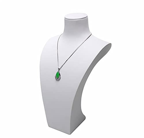RHSH Schmuckständer Weiß Leder Schmuckbüste Halskette Display Stand Messe Schmuckhalter Halskette Display Büste 3D Halskette Organizer Schmuckdisplay Halter Schmuckhalter (Größe: 25 cm)