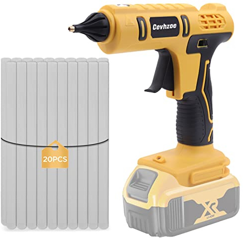 Cordless Hot Glue Gun for DeWalt 20V Lithium-Ion Battery With 20Pcs 0.43 Glue Sticks and Insulated Copper Nozzle, Full Size Kit (Tool Only, Battery NOT Included)