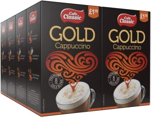 Gharana Swaad Ka Khazaana Café Classic Instant Cappuccino 8 sachets 112g || Deliciously frothy (Case of 12 Boxes / 96 sachets), Pack of 1