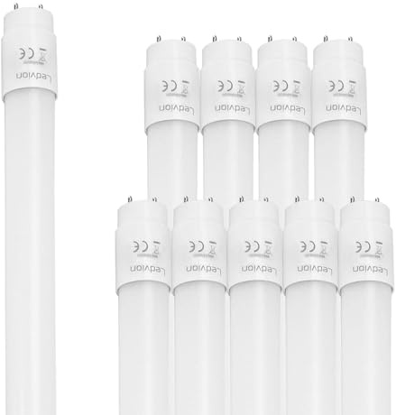 Ledvion 10er Set LED Röhre 60cm 7W 1120lm 6500K | Inklusive LED Starter fuer schnellen Austausch in Garage Werkstatt und Keller