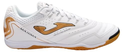 Joma Maxima Adult Indoor Soccer Shoe (White/Bronze, us_Footwear_Size_System, Adult, Men, Numeric, Medium, Numeric_12)