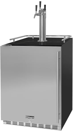 Kegco Kegerator 24 Wide Triple Tap Black/SS Undercounter Homebrew Beer Dispenser HBHK38BSU-L-3