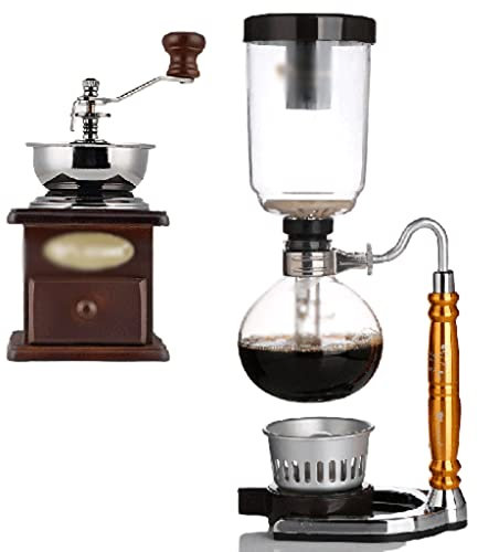 JITEM Kaffeemaschine Siphon Kaffeemaschine Manuelle Retro Vakuum Glas Siphon Topf Perkolatoren 3 Tassen Glas Tischplatte Siphon Kaffeemaschine für Kaffee oder Tee