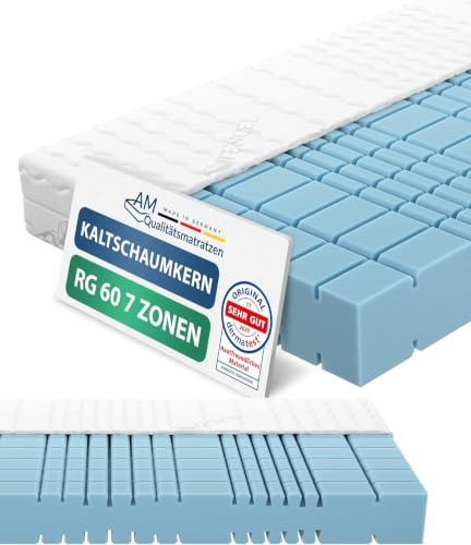 AM Qualitätsmatratzen Premium 7 Zonen Kaltschaummatratze 80x200 H3 - Made in Germany - Oeko TEX zertifizierte Matratze Kaltschaum 80x200-19 cm Hoch - Ergonomische Matratze 80x200cm