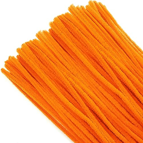 TOAOB 100 Stück Pfeifenputzer zum Basteln Pfeifenreiniger Orange | Chenilledraht Lang 30cm und Breit 6mm, Pipe Cleaners für Basteln und Dekorieren Kunst Handwerk DIY
