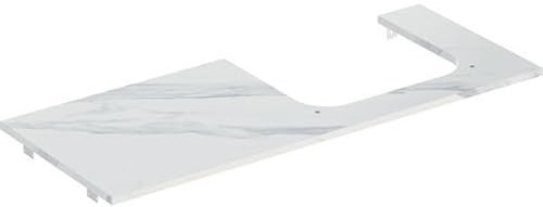 Geberit One Plaque de lavabo, découpe à Droite, pour lavabo à Poser, grès cérame, 120x2x47cm, 505.155.00.; Coloris: Aspect marbre Blanc/Mat