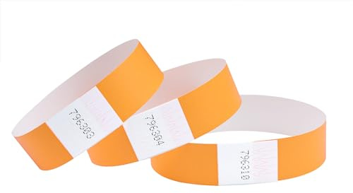 CINTAPUNTO Einlassbändchen Papier Neon Orange, Eintrittsbänder 100 Stück | Einlassbänder - Festival Armbänder - Party Bändchen Einlass Eintritt - eintrittsbändchen - Bänder Club - Wristband
