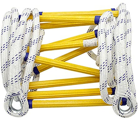 AiQima Rope Ladder,Emergency Fire Rope Ladder Flame Resistant Safety Extension Escape Ladder with Carabiners/10M