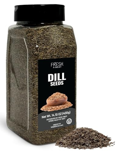 Fresh Finest Culinary Dill Seed, Whole Dill Seed for Pickling, Dressings, Entrees, Salads, Cooking & Baking, Kosher, Non GMO, 14.10oz (400g)