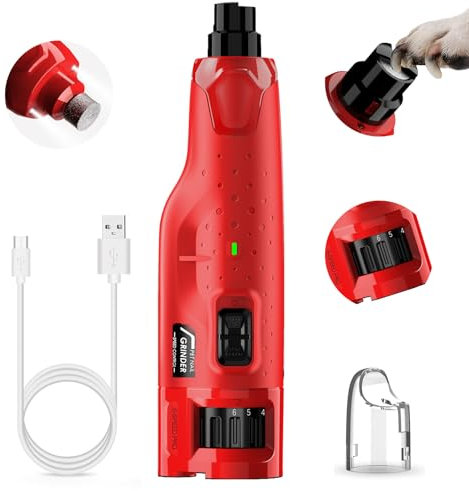 Krallenschleifer für Hunde 6-Gang mit 2 LED Lichtern Neuester Krallenschleifer für Haustiere, Superleise, Wiederaufladbare, Elektrische Krallenschere für Große, Mittelgroße und Kleine Hunde Katzen