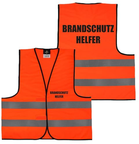 Alsino Warnweste mit Aufdruck - 5er 10er Sets Sicherheitsweste Brandschutz Helfer Sicherheit Personal Rücken/Front- Druck - M/XL/XXL/5XL, Farbe wählen:5 Stück - orange, Größe wählen:XXL