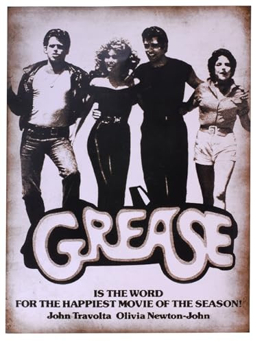 KUSTOM ART Poster Serie Locandine Film Celebri Grease John Travolta Olivia Newton-John Stampa STILE VINTAGE su Carta Patinata 40x30 cm.